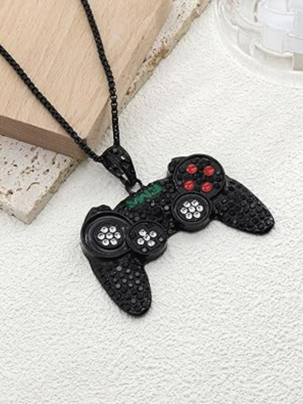 NEW Crystal Game Controller Gamer Punk Hip Hop PS3 Black Necklace